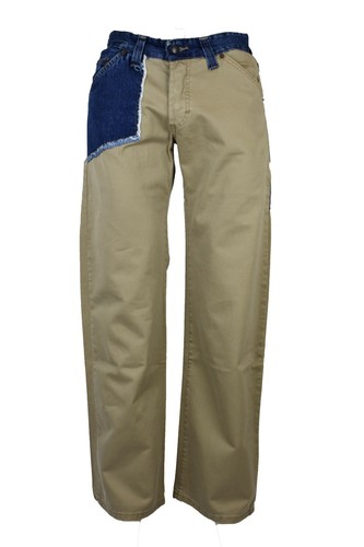 pantaloni uomo jeans militari larghi a gamba larga cotone beige hip hop skate 42 - Foto 3 di 8