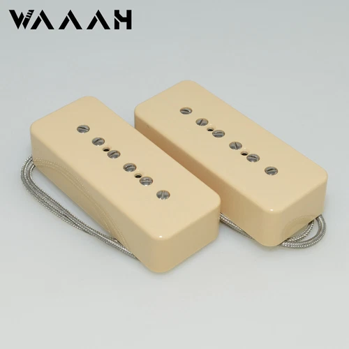 A Set Vintage P90 Alnico 2 Magnet Nickel-Silver Baseplate Electric Guitar Pickup