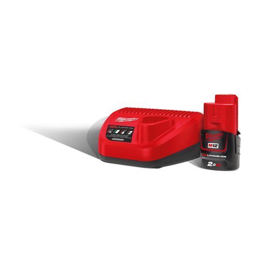 Kit Batteria e Caricabatterie Trapano Avvitatore Milwaukee M12 NRG-2 da 2Ah 12V