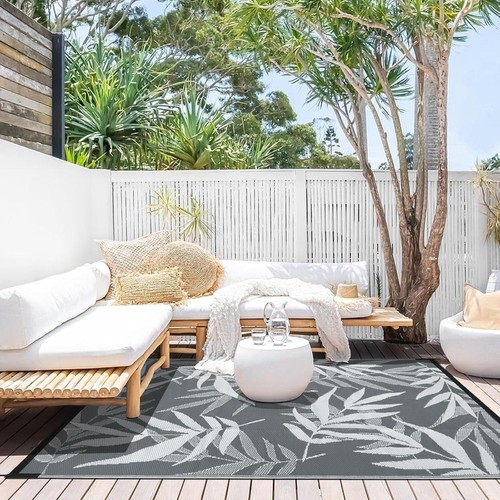 Outdoor Teppich robuster Wetterfest mit Tragtasche für Balkon Terrasse Camping - Bild 26 von 31