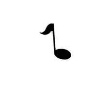 Music - Musical Note - Single Note - School - Black Embroidered Iron On Patch