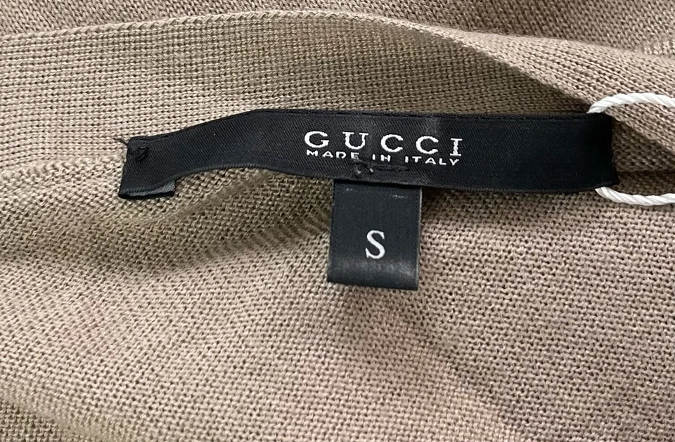 Suéter largo Gucci beige mezcla cachemir/seda manga 3/4 cuello en V talla S Foto 4 de 4