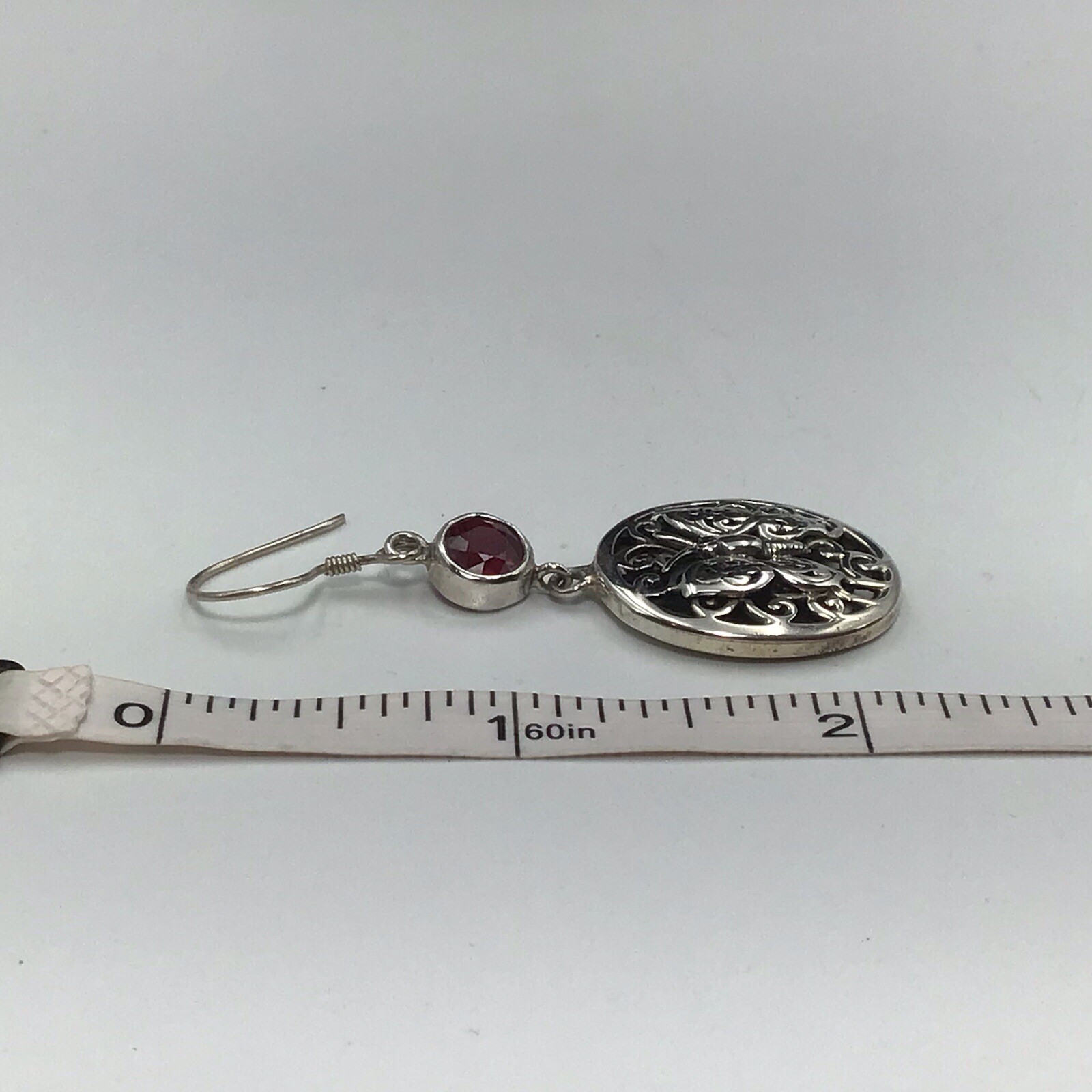 Sterling Silver Ruby Butterfly Earrings Dangle Ho… - image 6