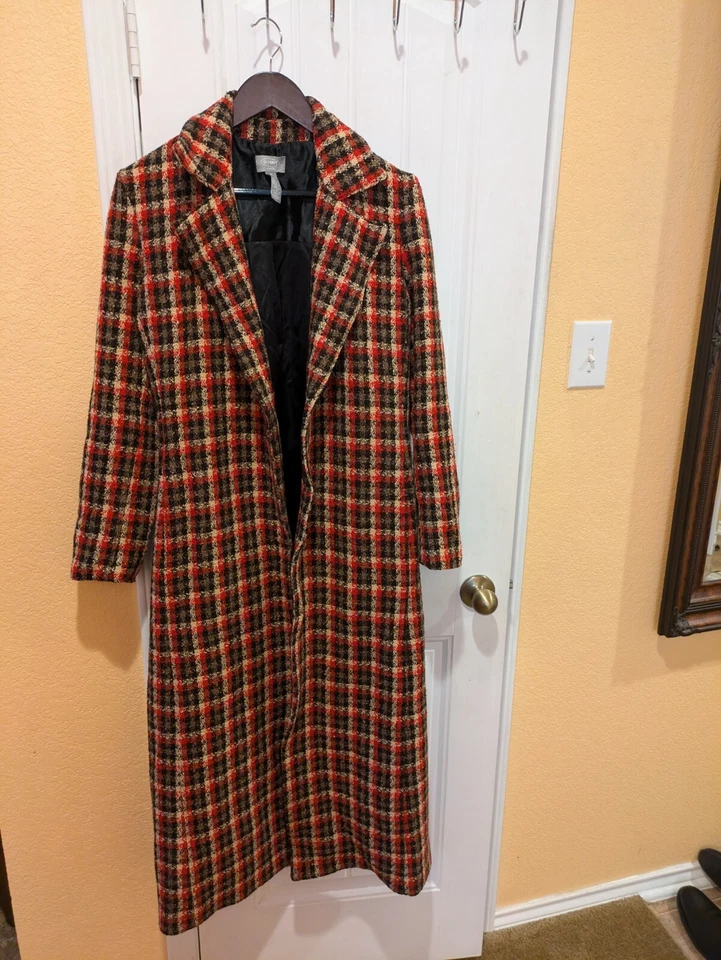 Abrigo de mujer Old Navy tartán rojo a cuadros tallas M Foto 3 de 4