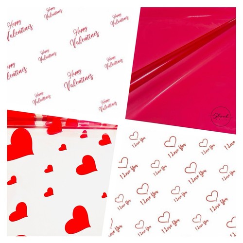 ShredAstic® Happy Valentines red Script Cellophane Film Wrap / 3m Red Ribbon - Picture 5 of 12
