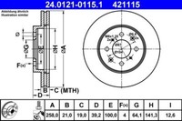 2X Ate 24.0121-0115.1 Bremsscheibe FüR Honda