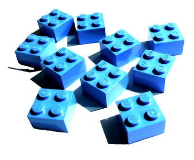 10 x LEGO  3003 City,Friends,Basicsteine,Bausteine 2x2 in hellblau Neuware.
