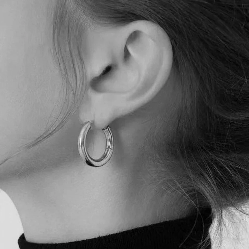 Pendientes Mujer Plata 18 Quilates Dorado Oro Blanco Aros Resistente O6178D - Imagen 2 de 4