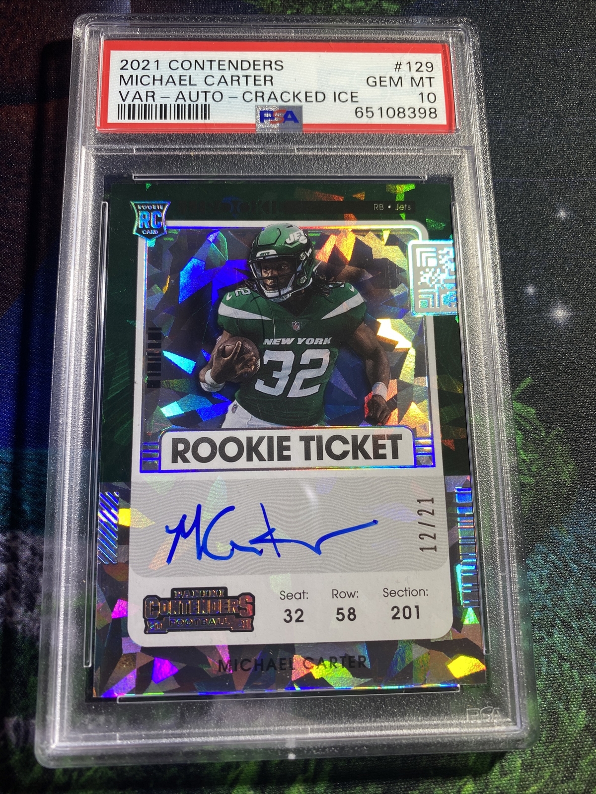 Michael Carter Panini Contenders #129 Variation-Autograph-Cracked Ice