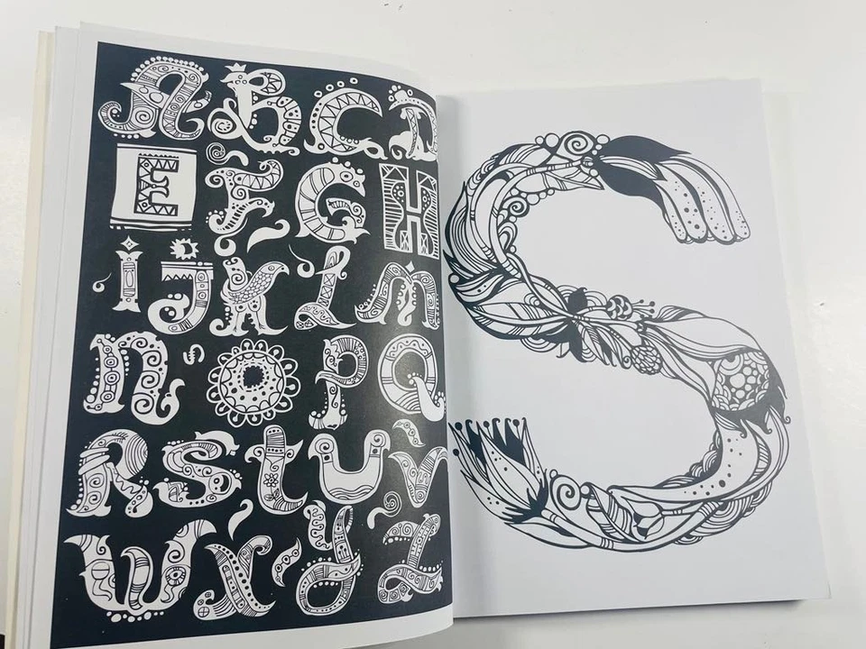 Typography Colouring Book: Creative Colouring for Grown-ups NEW!! FREE SHIPPING - Image 3 of 4