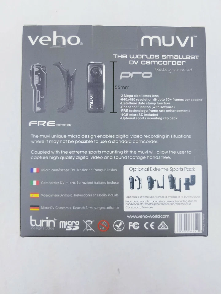 Veho MUVI Pro Mini Micro DV Camcorder 640x480 Resolution w/ Waterproof Case, NEW - Image 3 of 4