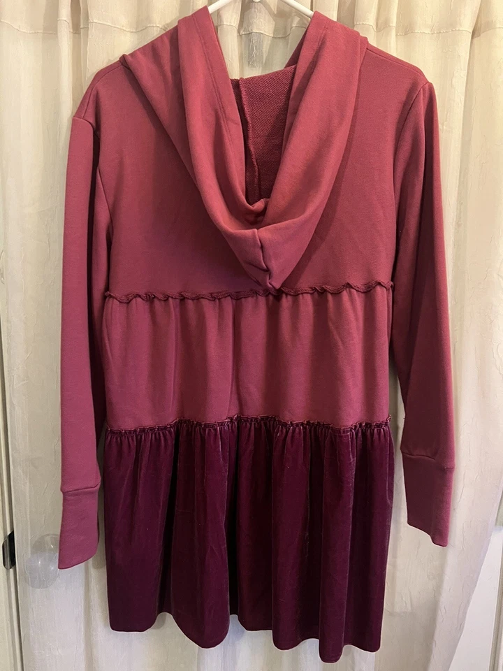 Sudadera con Capucha Para Mujer Z Avenue Rosa Con Capucha en Niveles Mixta Media Terciopelo Cremallera Larga S Foto 3 de 3