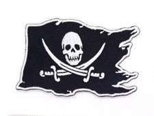 Jolly Rogers Pirate Flag Iron On Sew On Embroidered Patch 3 1/2" X 2 1/4"