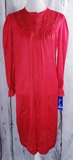 Vintage Nancy King Lingerie Nylon Nightgown Sleepwear Henley Neck Red S 7163