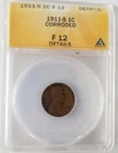 1911 S Lincoln Wheat Cent - San Francisco Mint - ANACS F 12