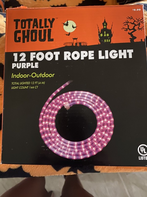 Halloween Outdoor Decoration- 12-Foot Rope Lights - PURPLE  (Works/Tested)
