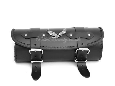 Y) Bolsa de cuero negra bolsa de herramientas Yamaha Dragstar xvs 650 1100 1300 xv 1600 - Imagen 1 de 4