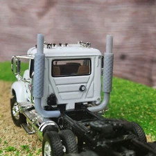 1:64 Scale 3D Printed Semi Truck Short 7" Flat Top Exhaust Stacks w/ Heat Shield