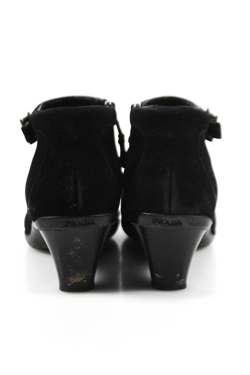 Prada Womens High Heel Heel Heel Ankle Boots Black Buckle Zip Up Suede Size 38.5 8.5 f55a3f Prada Womens High Heel Heel Heel Ankle Boots Black Buckle Zip Up Suede Size 38.5 8.5 f55a3f