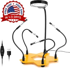 Soporte Con Lupas De Aumento Y Luz Led Para Soldadura Manual 4 Manos 5W NUEVO US