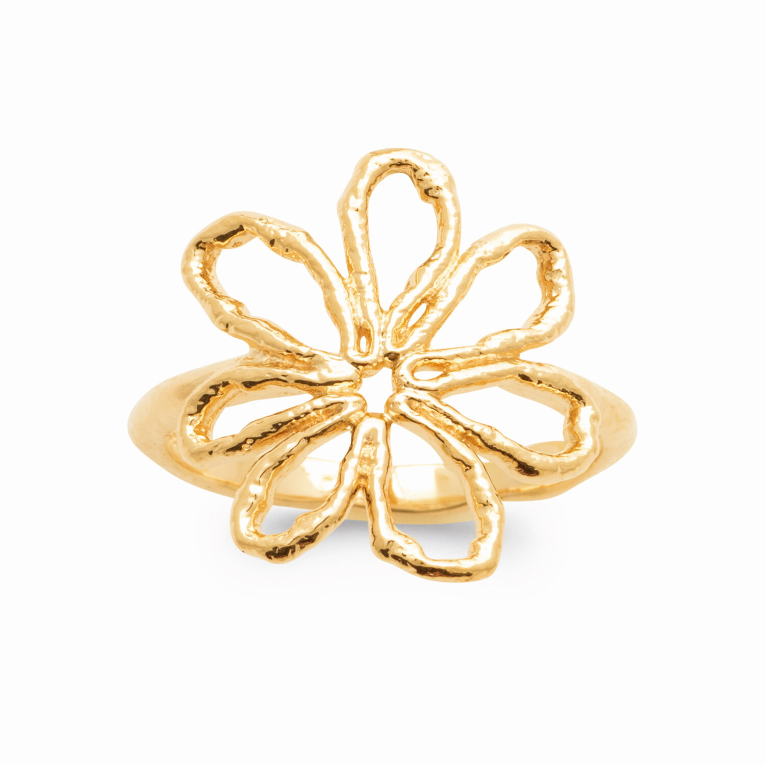 Bague forme fleur plaqué or 18 carats 750/000 poinçonné bijou femme