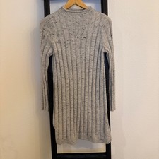 Madewell Women Donegal Rolled Gray Ribbed Mock Neck Sweater Dress Size S