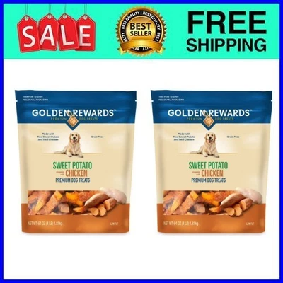 (2 pack) Golden Rewards Sweet Potato Wrapped with Chicken Dog Treats, 64 oz