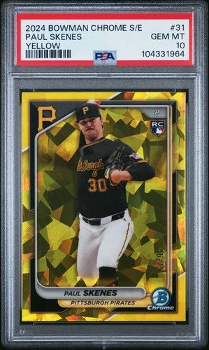 2024 Bowman chrome sapphire edition Yellow PAUL SKENES RC /75 PSA 10 #31