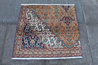 Vintage Fragment Handgeknüpft Traditionell Orientalisch Wolle Verblasst Orange Teppich 83x91cm