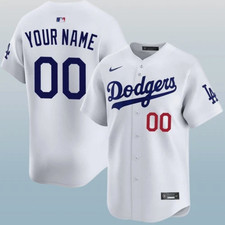 Mens Dodgers Custom White Number Front Baseball Jersey Full Print