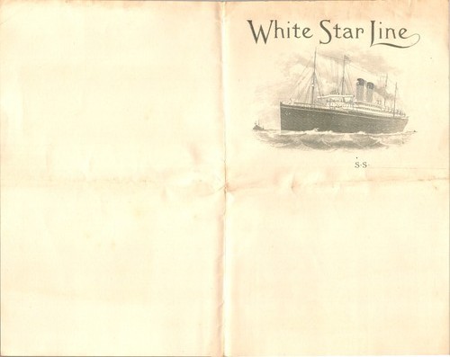 White Star Line Briefpapier 1910er Jahre Dampfschiff Illustration Maritime Ephemera