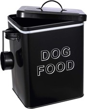 Dog Food Storage Container Farmhouse Enamel Tin with Lid & Scoop, Vintage
