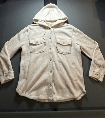 Thread & Supply Women's Hooded Flannel Beige Bottom Up Size L