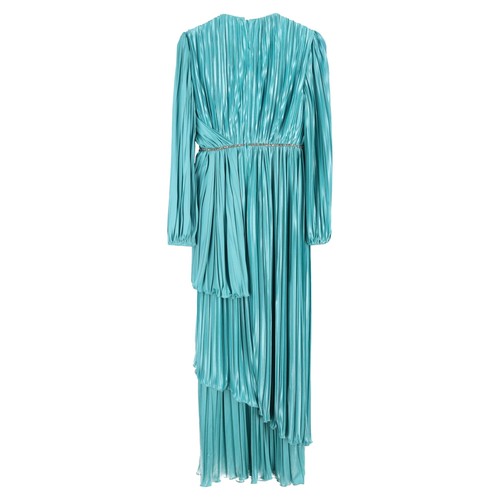 Gucci Crystal-Embellished Draped Pleated Dress In Blue Silk Women Light Blue M