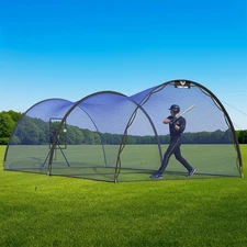 Portable 22x12x8ft Baseball Softball Batting Cage with Pitching Machine Hole