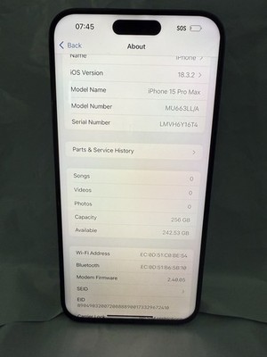 iPhone 15 Pro Max 256GB (Unlocked) Black Titanium
