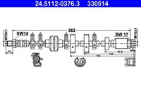 ATE Bremsschlauch 24.5112-0376.3 FüR Punto Fiat Lancia Van 16V Turbo 176AD_