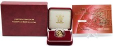 2003 Royal Mint 22 Carat Gold Proof Half Sovereign Coin, Box & Certificate
