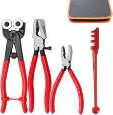 4Pcs Glass Cutting Tool Kit, Including Wheeled Glass Tile Nipper, Glass Running