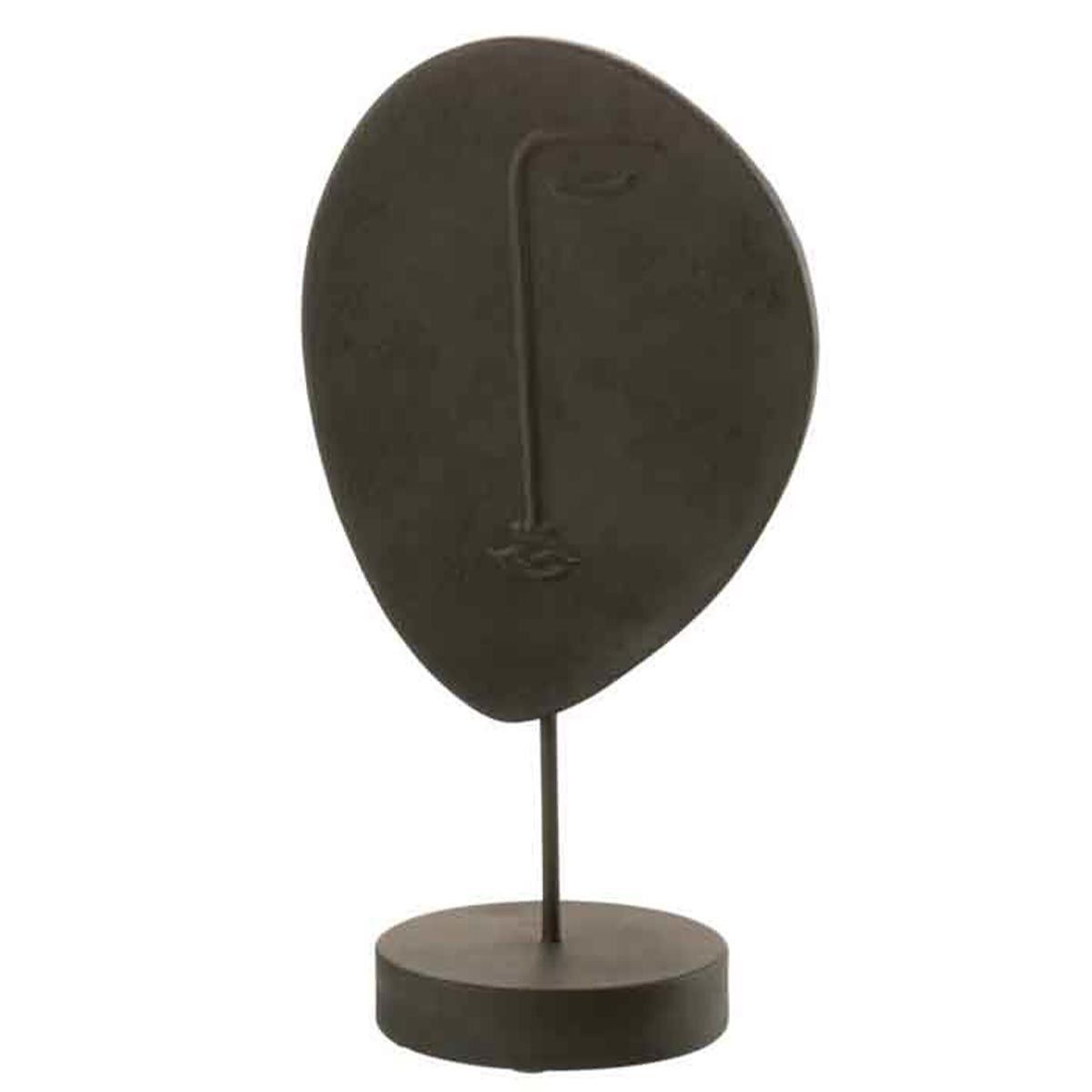 Statuette tête plate noire 34cm au design géométrique et silhouette épurée