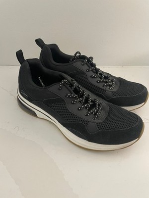 Skechers Womens Black Bobs Pulse Air-Mesh Suede Memory Foam Running Sneaker 8.5