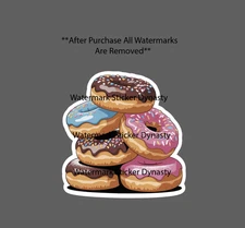 Donuts Sticker Waterproof Decal Food Breakfast Sugar Sprinkles Dessert Gift NEW