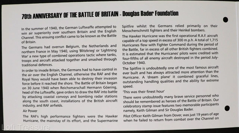 Alderney Stamps: "Battle of Britain-70th Anniversary" £2 MS Presentation Pk 2010 - Image 4 of 4