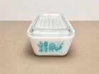Vtg PYREX Amish Butterprint 0502 Refrigerator Dish w Lid 502-C Rooster 1.5 Pint
