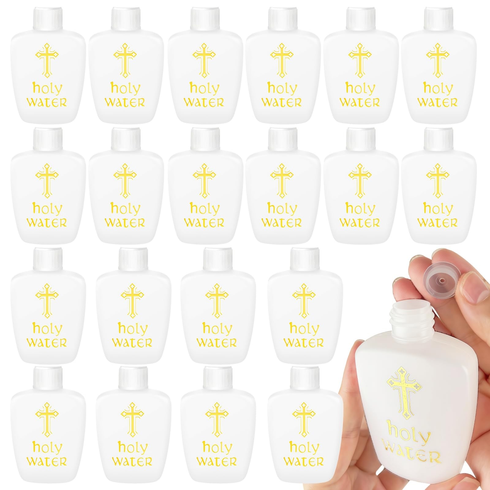 20 Pcs Holy Water Bottles Bulk, 2oz Small Holy Water Bottle Plastic Holy Wate...