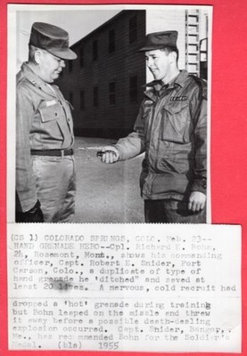 1955 Hand Grenade Hero Dumped Grenade Before it Exploded Original News Wirephoto