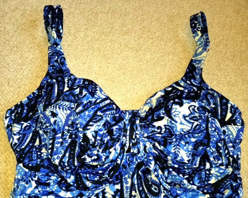 Женский купальный костюм-BADGLEY MISHKA-синий пейсли твист спереди с подкладкой танкини топ-8 - Изображение 2 из 4