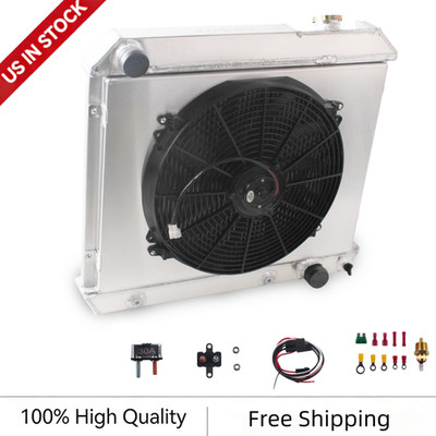 For 1963 1966 Chevy C10 C20 C30 K10 K20 3Row Radiator Shroud Fan & Relay CC284
