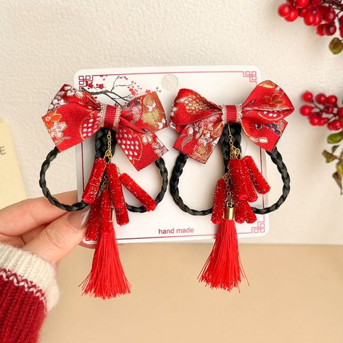 2pcs Flower Tassel Children Bow Hairpin Chinese Style Wig Braid Hairpin Girls - Picture 8 of 12