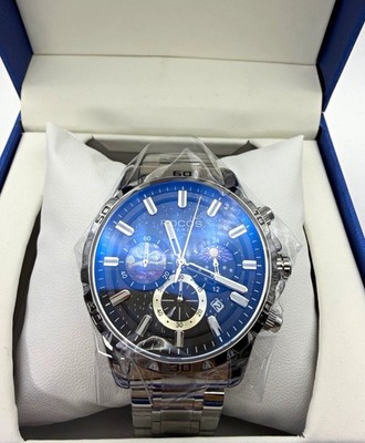 ROCOS R0916 Men s Chronograph Quartz Watch Blue Dial Stainless Steel New in Box